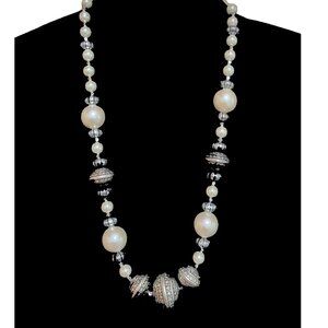 Pearl and Stamped Bead Necklace